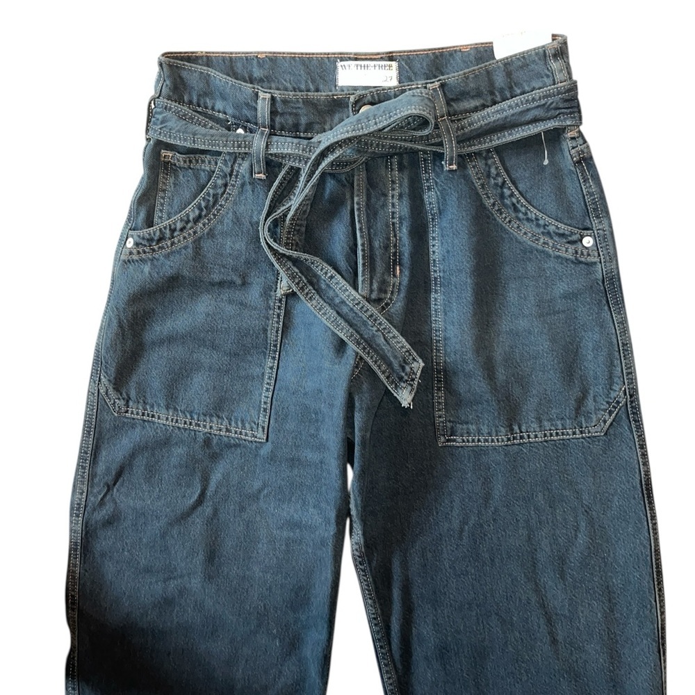 Free People Blue Jay Belted Boyfriend Jeans Baggy size 27 NWT - Picture 6 of 13